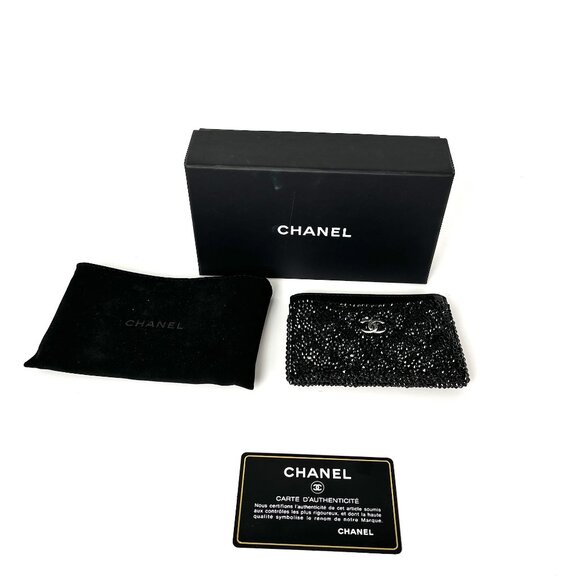 CHANEL Black Swarovski Crystal Leather Card Case Wallet - Picture 3 of 15